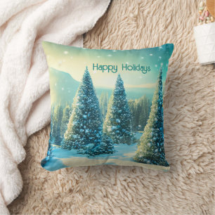 Coussin Joyeuses vacances hiver Wonderland Forrest Festive