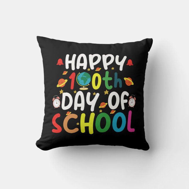 Coussin Joyeux 100e jour d'école enseignant élève (Recto)