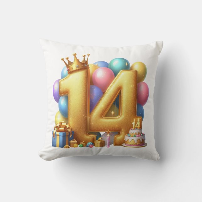 Coussin Joyeux 14e anniversaire (Recto)