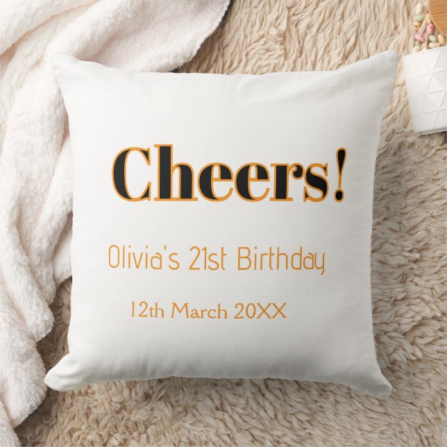 Coussin Joyeux 21e anniversaire ajoutez nom date simple mi (Couverture)