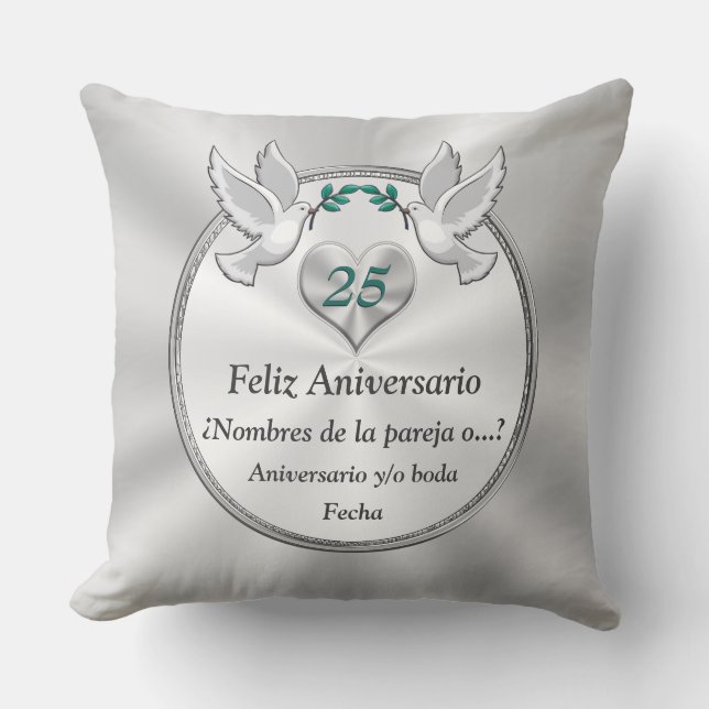 Coussin Joyeux 25e anniversaire, Coussin. Cadeaux de maria (Recto)
