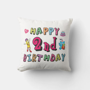 Coussin Joyeux 2ème anniversaire. 2 ans jour d'anniversair