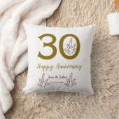 Coussin Joyeux 30e anniversaire nom date feuille rouge dor (Couverture)