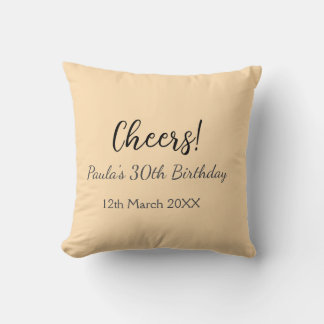 Coussin Joyeux 30e anniversaire nom date simple minimal 