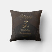 Coussin Joyeux 3e anniversaire Mariage Mariage en cuir (Verso)