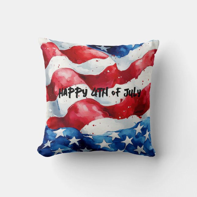 Coussin Joyeux 4 juillet Drapeau Américain (Recto)
