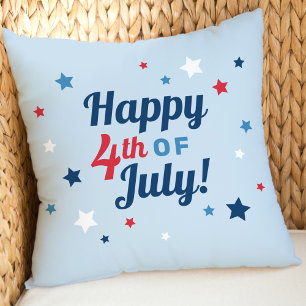 Coussin Joyeux 4 juillet Étoile Bleu Clair
