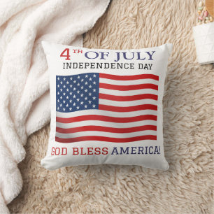 Coussin Joyeux 4 juillet Fête de l'Indépendance Rouge Blan