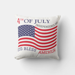 Coussin Joyeux 4 juillet Fête de l'Indépendance Rouge Blan