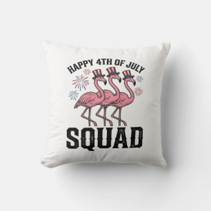 Coussin Joyeux 4 juillet Flamingo Squad Vector Design_1