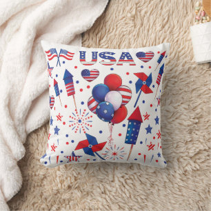 Coussin Joyeux 4 juillet Red Blue Cute Party