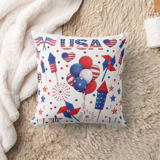 Coussin Joyeux 4 juillet Red Blue Cute Party (Couverture)