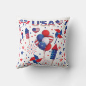 Coussin Joyeux 4 juillet Red Blue Cute Party (Verso)