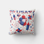 Coussin Joyeux 4 juillet Red Blue Cute Party (Recto)