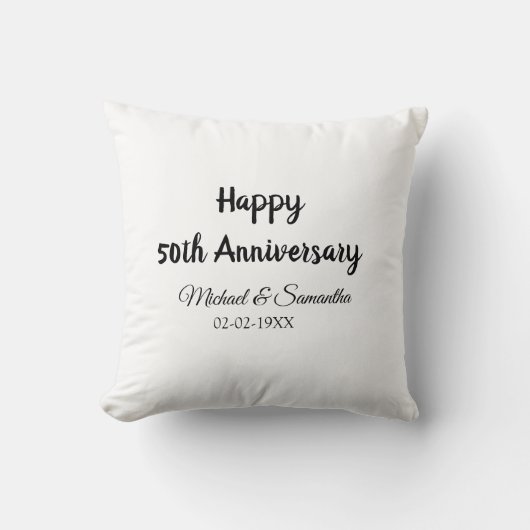 Coussin Joyeux 50e anniversaire nom du couple date de mari (Recto)