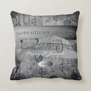 Coussin "Joyeux 6ème anniversaire de Mariage de sucre et d