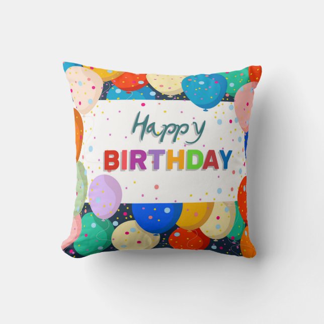 Coussin Joyeux anniversaire avec ballons (Recto)