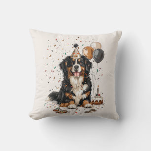Coussin Joyeux anniversaire Bernese Mountain Dog