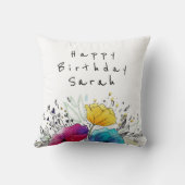 Coussin Joyeux anniversaire! Design personnalisé d'aquarel (Verso)