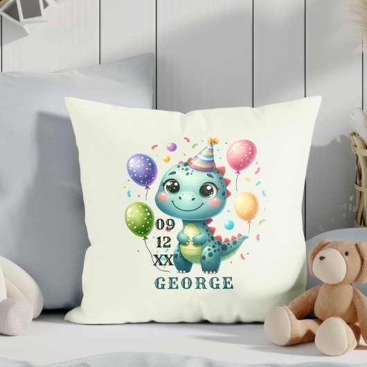 Coussin Joyeux Anniversaire Dinosaure Mignon
