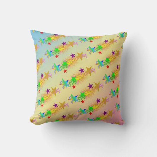Coussin Joyeux anniversaire et étoiles - (Recto)