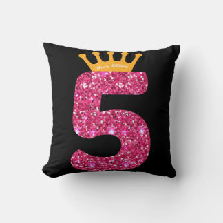 Coussin Joyeux anniversaire, Filles 5e fête 5 ans Annivers