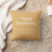 Coussin Joyeux anniversaire or blanc 10 ans nom date (Couverture)