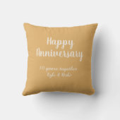 Coussin Joyeux anniversaire or blanc 10 ans nom date (Verso)
