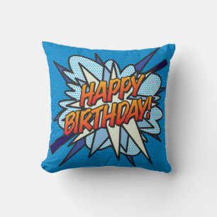 Coussin Joyeux Anniversaire Photo Fun Moderne Bande Dessin