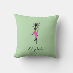 Coussin Joyeux anniversaire, une guerrière africaine