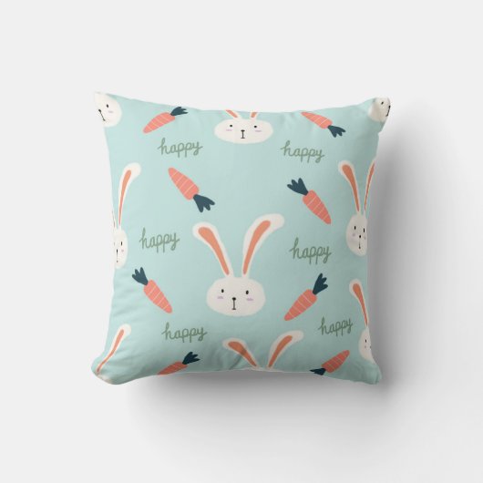 Coussin Joyeux arbre amis Bunny Happy petit lapin lapin (Recto)