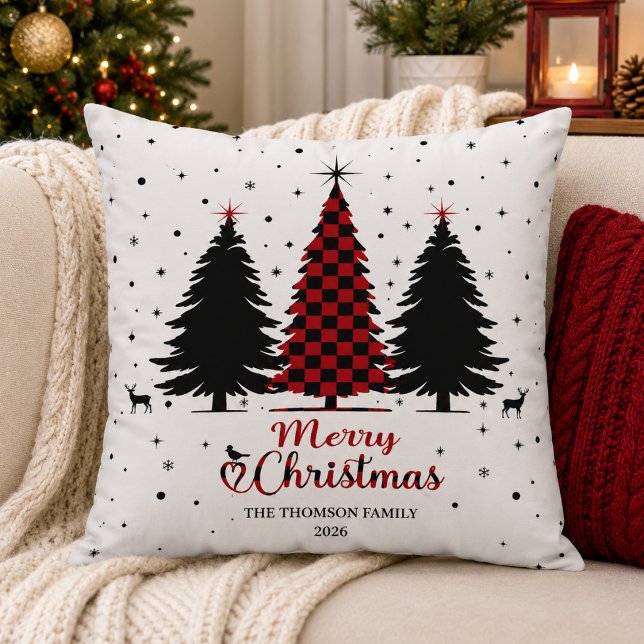 Coussin Joyeux Arbre de Noël Flocon de neige d'hiver  (Créateur téléchargé)