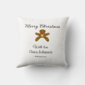 Coussin Joyeux biscuits marron de Noël ajouter un nom avec (Verso)