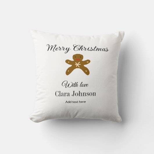 Coussin Joyeux biscuits marron de Noël ajouter un nom avec (Recto)