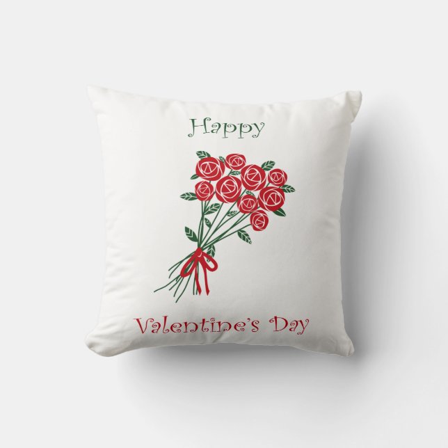 Coussin Joyeux Bouquet De Fleurs Rouges Du Jour Des Valent (Recto)