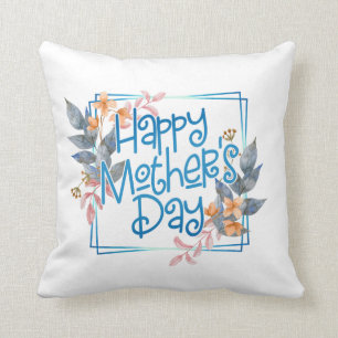 Coussin Joyeux cadre floral de la fête des mères Lancer