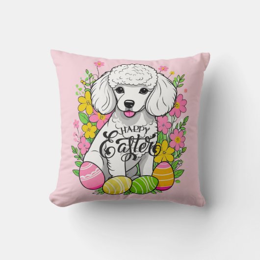 Coussin Joyeux caniche de Pâques (Recto)