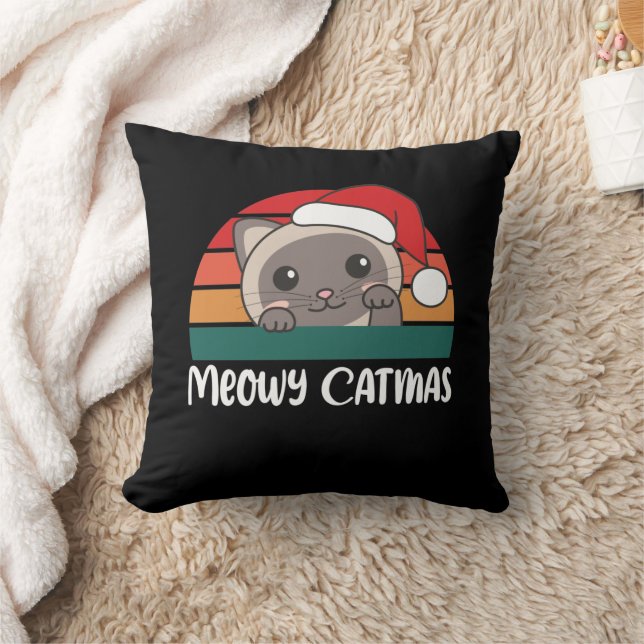 Coussin Joyeux Catmas Drôle Chat Jeu de Noël Jeu d'oreille (Couverture)