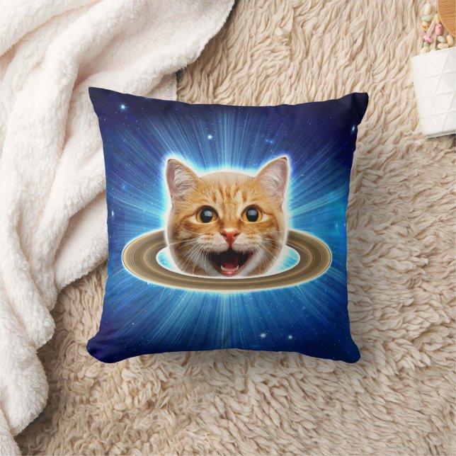 Coussin Joyeux chat dans l'espace. (Couverture)