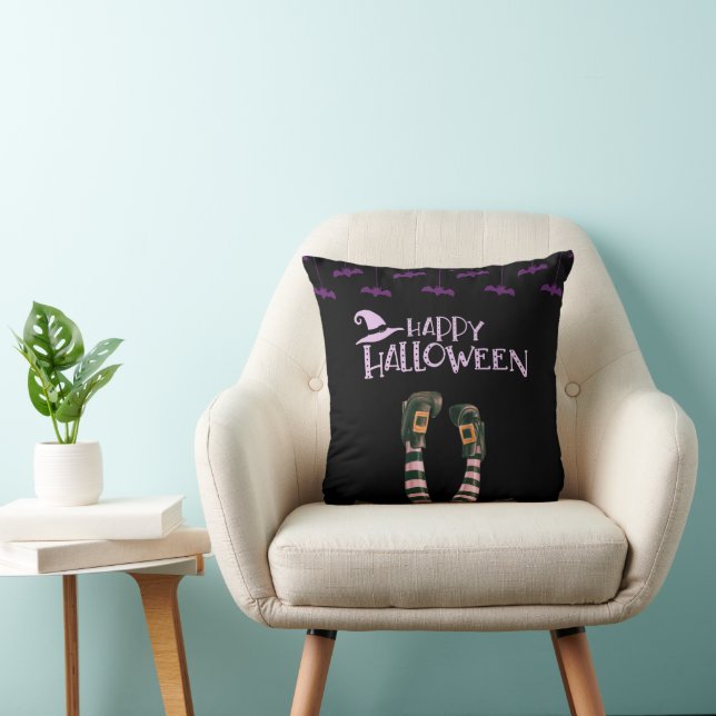 Coussin Joyeux Chaussettes de chauve-souris Halloween Blac (Chaise)