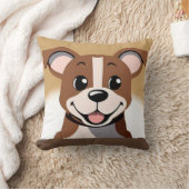 Coussin Joyeux Chien Chien Chien Brown Souriant Brièvement (Couverture)