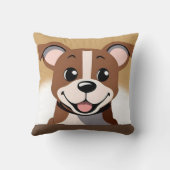 Coussin Joyeux Chien Chien Chien Brown Souriant Brièvement (Verso)