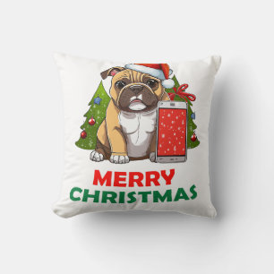 Coussin Joyeux chien de Carlin de Noël