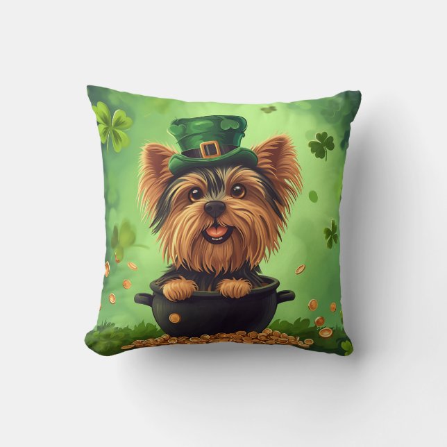 Coussin Joyeux chien de Jour de la Saint Patrick (Recto)