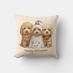 Coussin Joyeux chien d'Halloween Goldendoodle