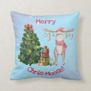 Coussin Joyeux Chris-Moose et Ours polaire Bonne année