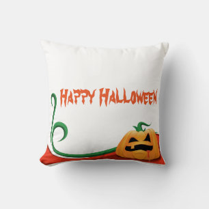 Coussin Joyeux Citrouille Halloween White