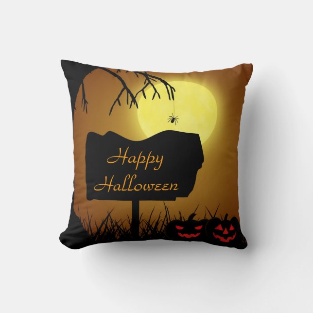 Coussin Joyeux Citrouilles de Jack-o'-lantern Halloween (Recto)