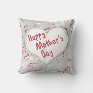 Coussin Joyeux coeur de papier 3D de la Fête des Mères