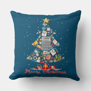 Coussin Joyeux comptable de Noël Père Noël Xmas Tree CPA A